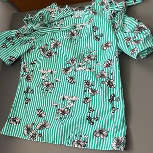 Primark shirt, green white and black. Stripes and flowers